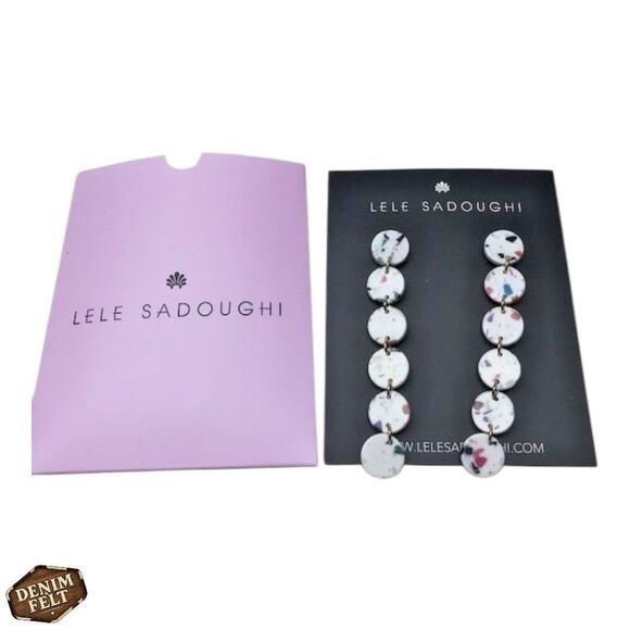 Lele Sadoughi Terrazzo Disc Drop Earrings Multicolor Confetti Resin ~ NEW!! - Picture 4 of 6